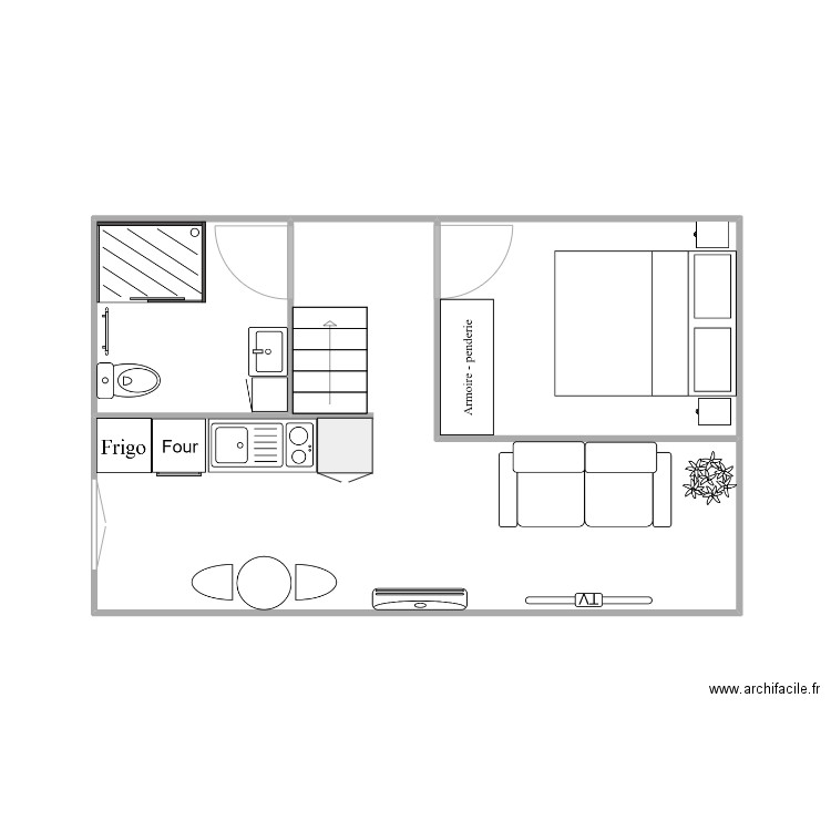 STUDIO BLC. Plan de 3 pièces et 29 m2