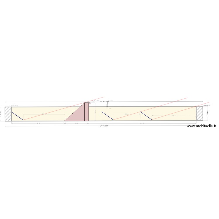 Coupe Fort Saint-Marine PV 15° HT=0.00 m. Plan de 1 pièce et 39 m2