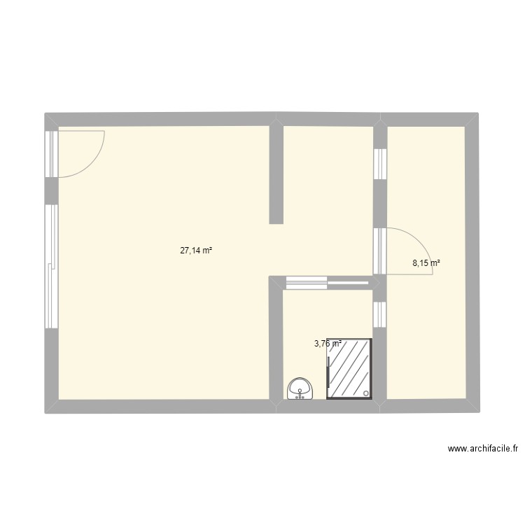 RemoulisSalle. Plan de 3 pièces et 39 m2