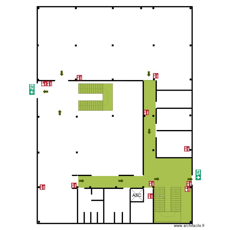 AT3 incendie. Plan de 115 pièces et 6139 m2