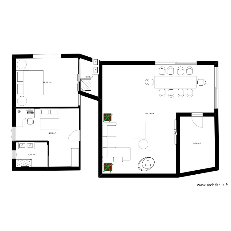 Jude 1. Plan de 6 pièces et 101 m2