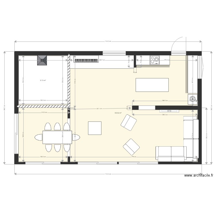 GMotte9. Plan de 2 pièces et 69 m2