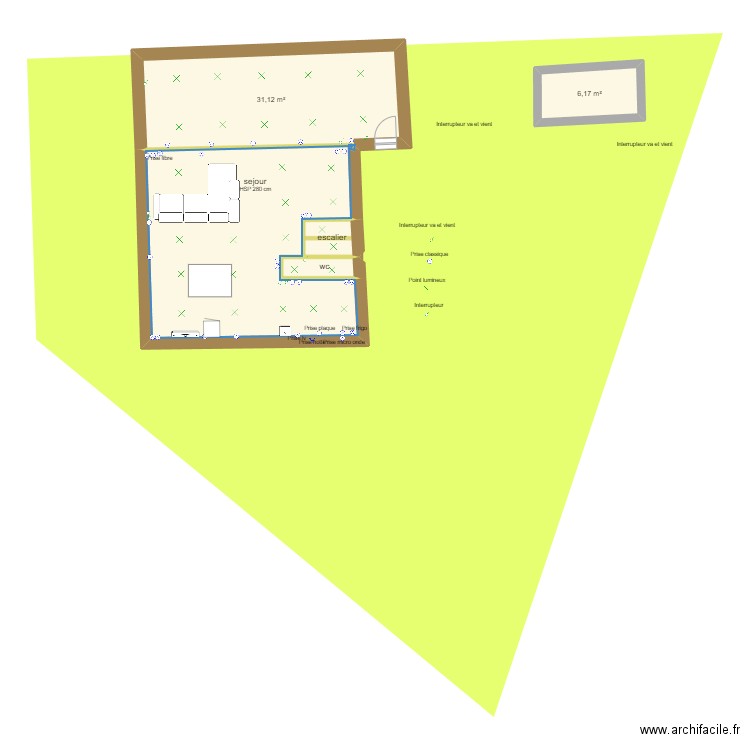 garage. Plan de 9 pièces et 119 m2