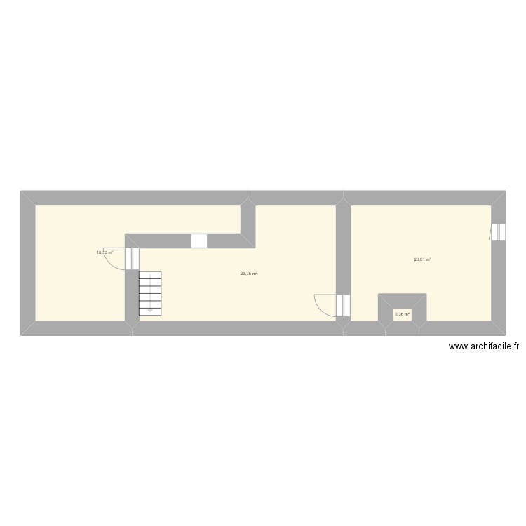 Etage. Plan de 4 pièces et 62 m2