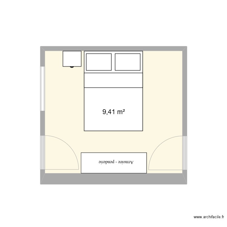 PLAN CHAMBRE APT 7 SCI. Plan de 1 pièce et 9 m2