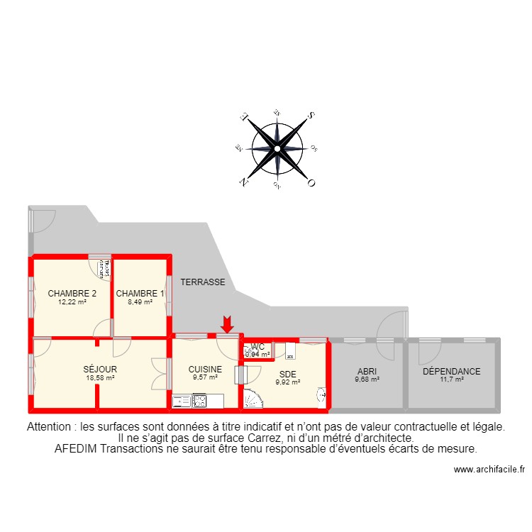 BI 21911 - . Plan de 9 pièces et 111 m2