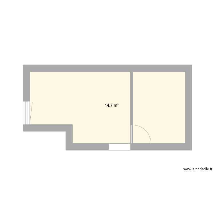 chambre. Plan de 1 pièce et 15 m2