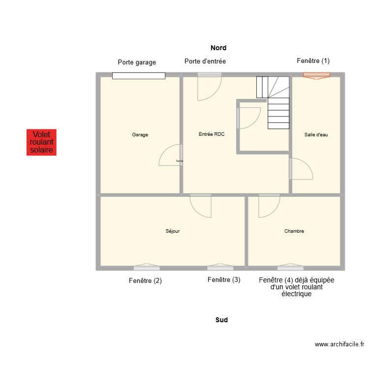 DUPOUY RDC. Plan de 5 pièces et 62 m2