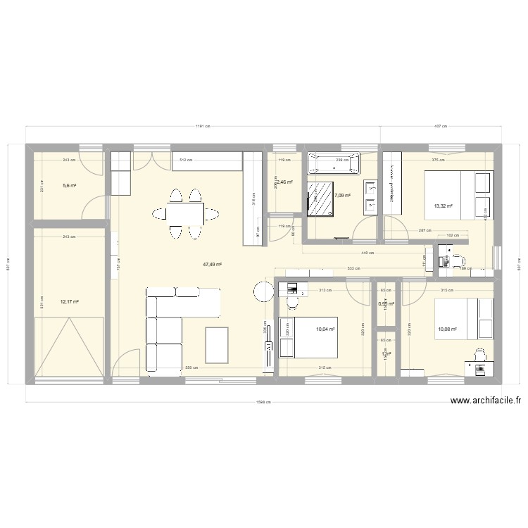 maison 120. Plan de 10 pièces et 110 m2