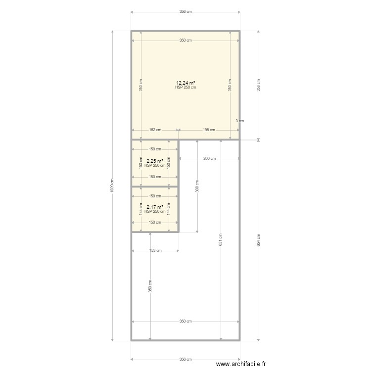 matiti. Plan de 3 pièces et 17 m2