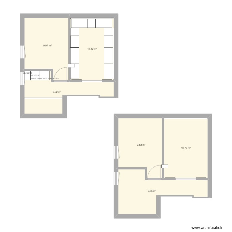 La Gaude 2. Plan de 6 pièces et 60 m2