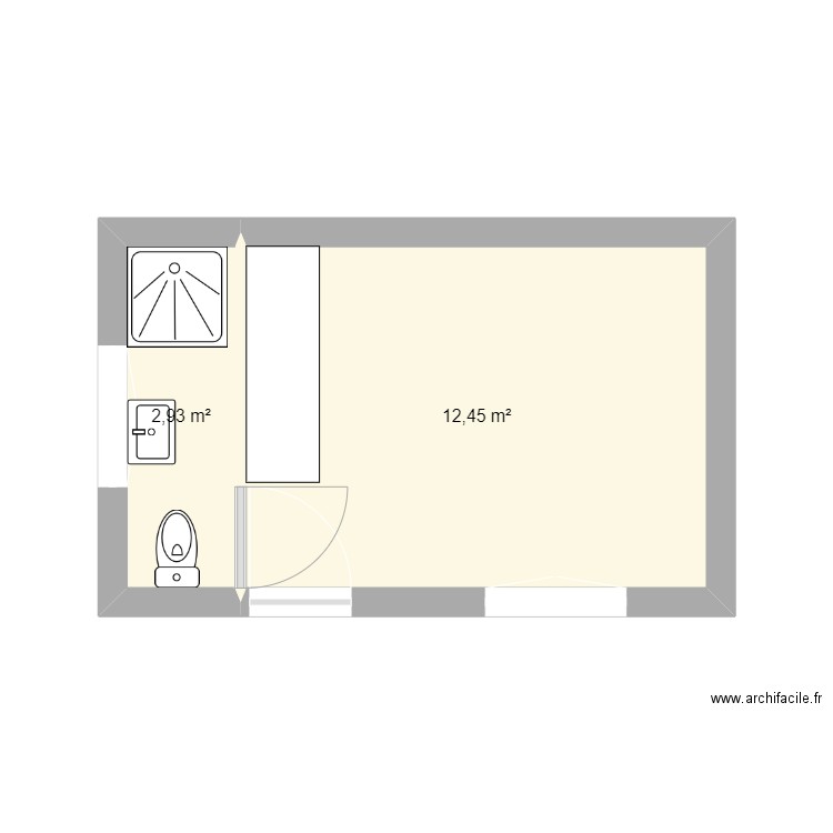 Maisonette. Plan de 2 pièces et 15 m2