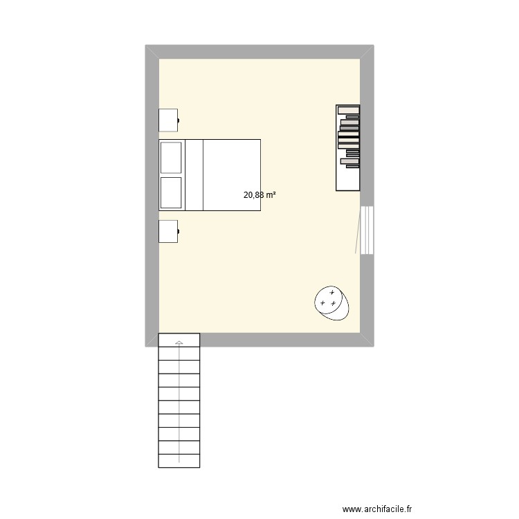 2ème étage. Plan de 1 pièce et 21 m2