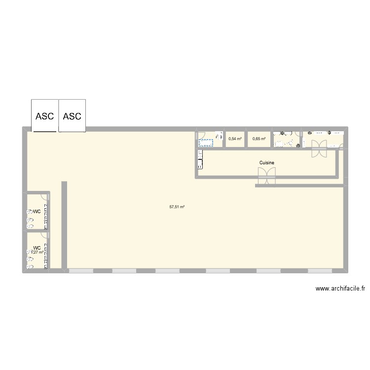 Restaurant. Plan de 9 pièces et 70 m2