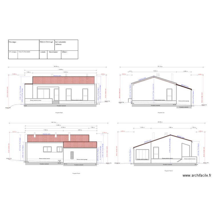 façades existantes Rev1. Plan de 25 pièces et 32 m2