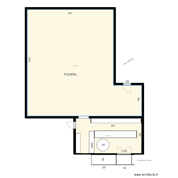 fournil de tom. Plan de 2 pièces et 175 m2