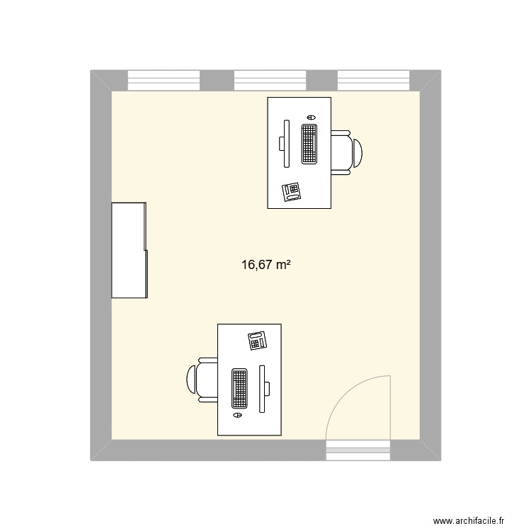 Bureau Emilie et Cathy. Plan de 1 pièce et 17 m2