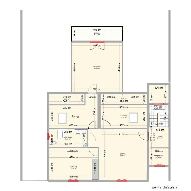 PAIX ETAGE  N°1 ACTUEL. Plan de 13 pièces et 115 m2