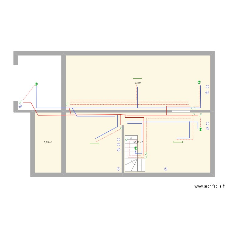 Houilles elec 2. Plan de 3 pièces et 76 m2