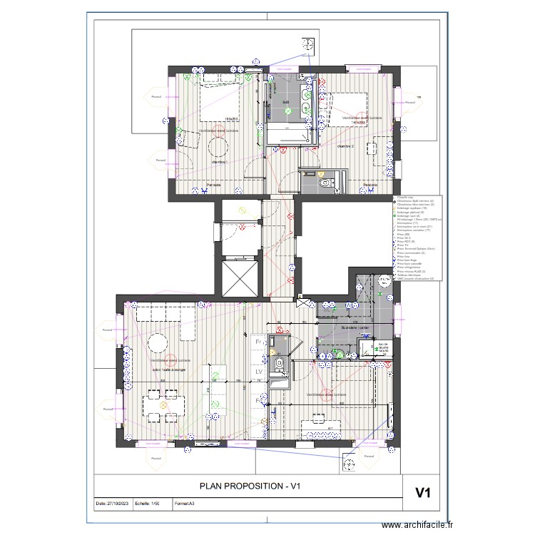 Plan Electrique V2. Plan de 0 pièce et 0 m2