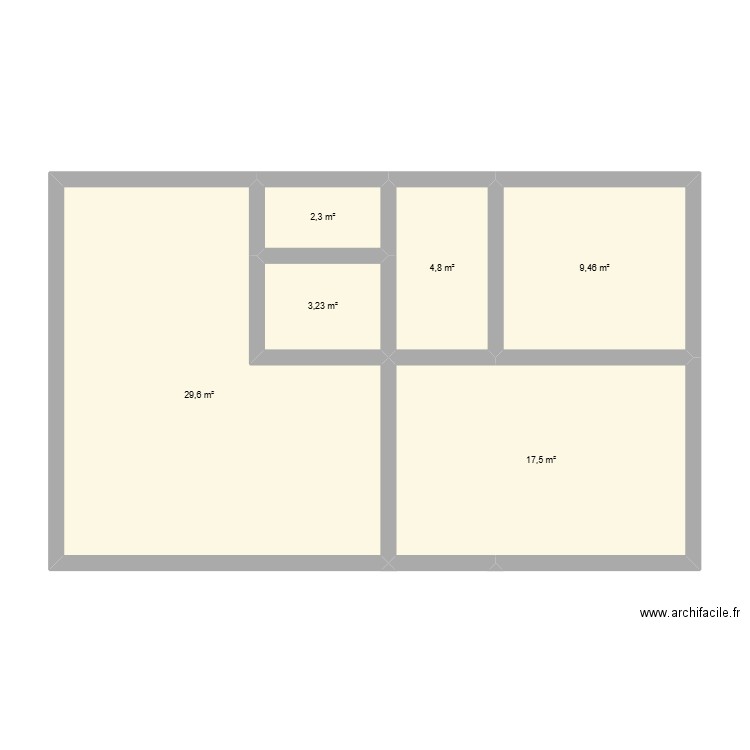 houdouin 3. Plan de 6 pièces et 67 m2