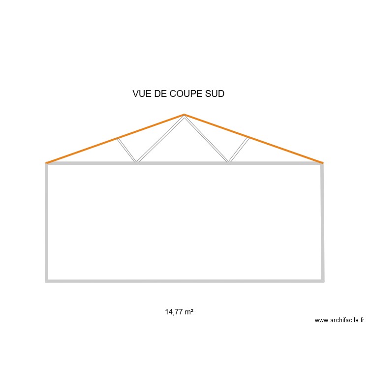 VUE DE COUPE . Plan de 1 pièce et 15 m2