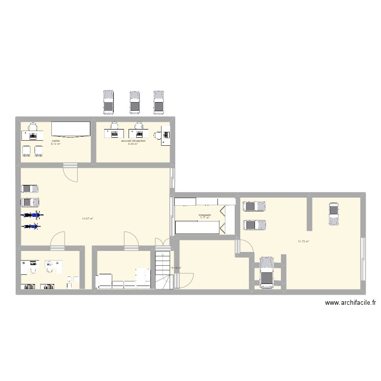 garage. Plan de 6 pièces et 121 m2