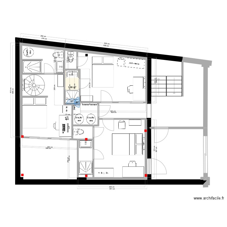 Plan 1er Chambres 7. Plan de 1 pièce et 2 m2