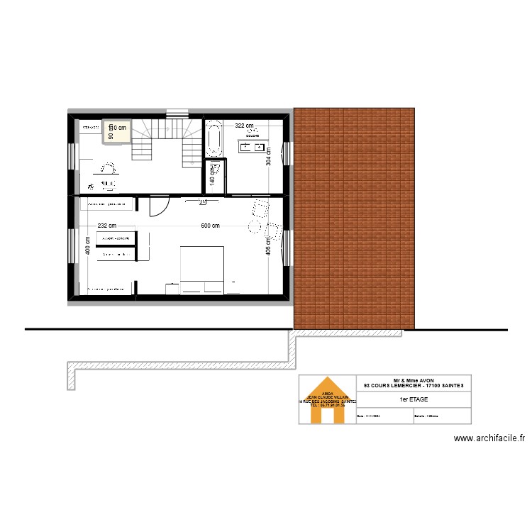 93 LEMERCIER   1ER ETAGE PROJET. Plan de 5 pièces et 61 m2