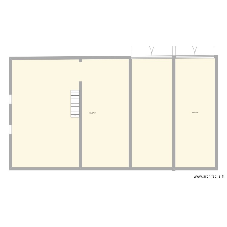 grange. Plan de 2 pièces et 199 m2