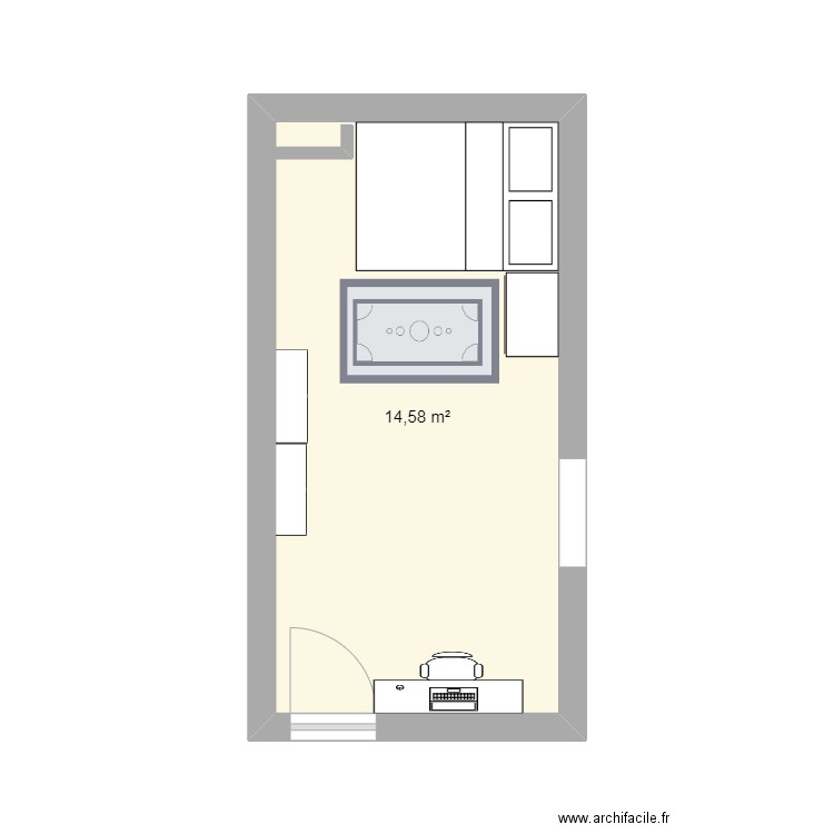 chambre actuelle. Plan de 1 pièce et 15 m2