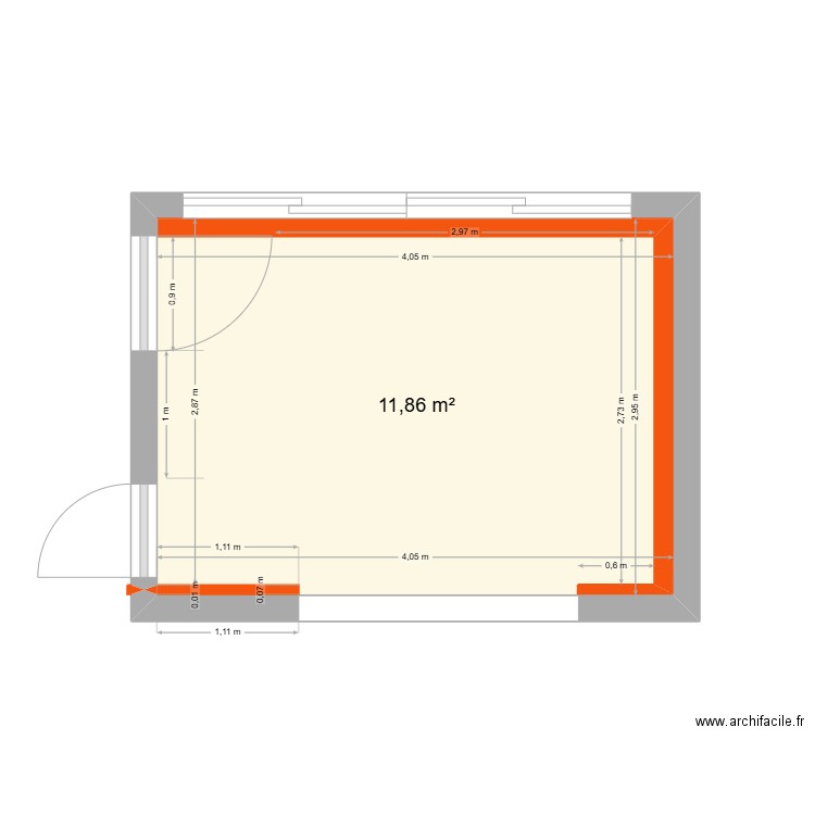 SYLVIE CUISINE. Plan de 1 pièce et 12 m2