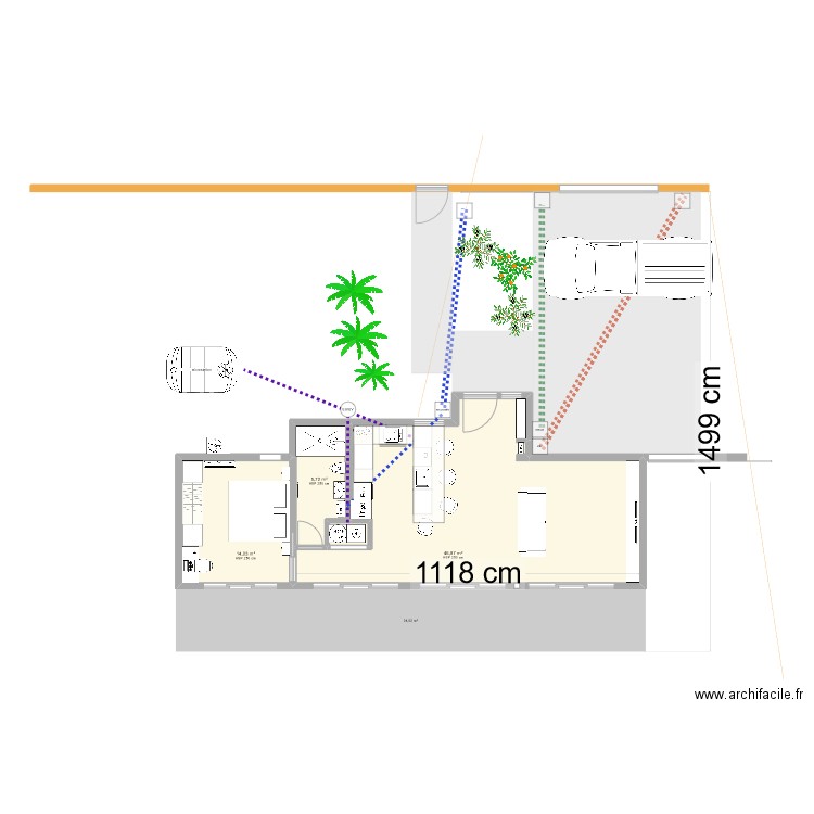 T2 66m² evo N-. Plan de 5 pièces et 68 m2