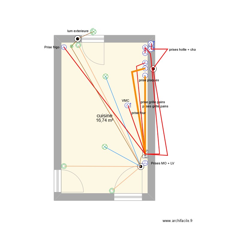 Elec cuisine 010125. Plan de 1 pièce et 17 m2