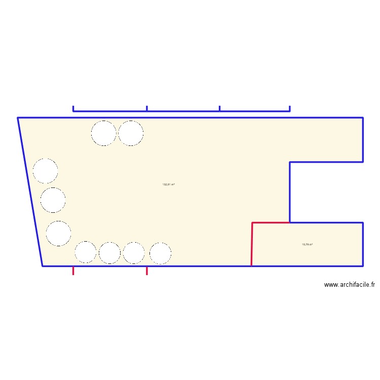 brasserie. Plan de 2 pièces et 149 m2