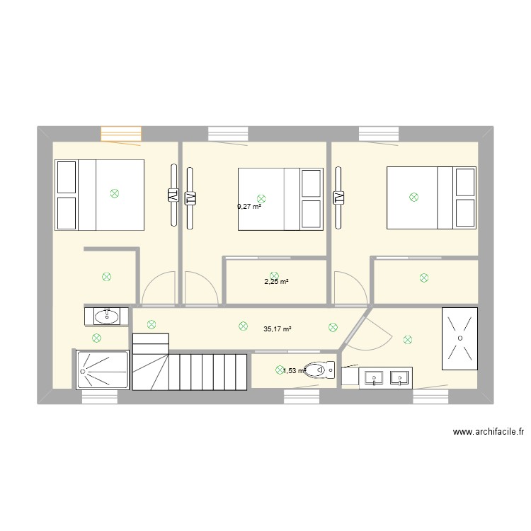 MAISON R+1. Plan de 4 pièces et 66 m2