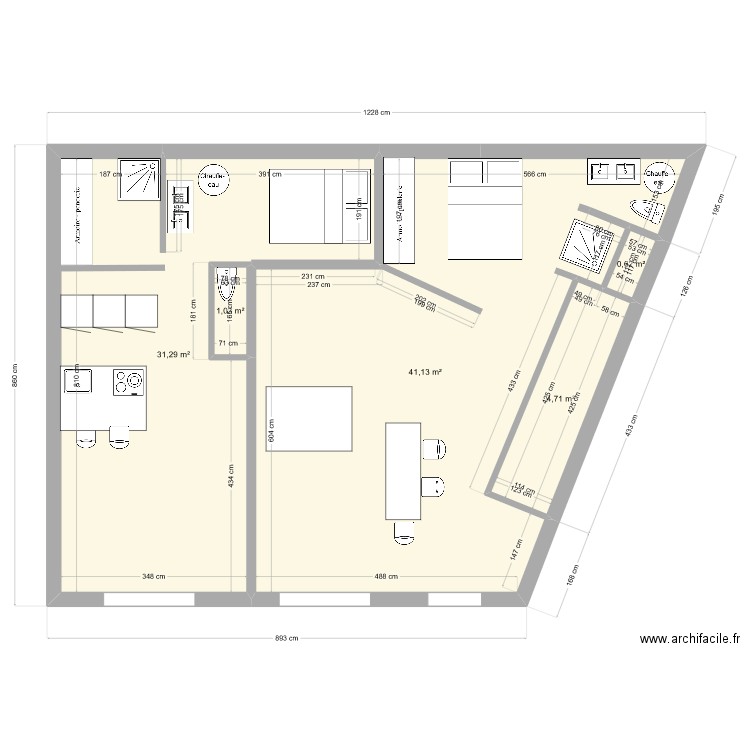 Moissons RDC. Plan de 5 pièces et 79 m2