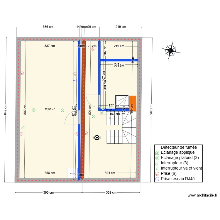 maison R+2. Plan de 2 pièces et 51 m2