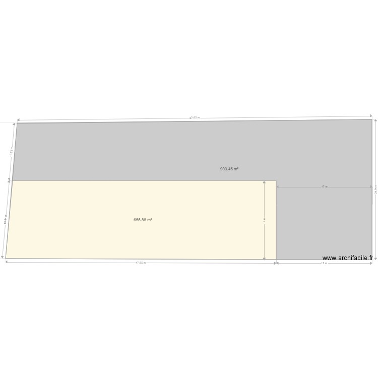 terrain divise. Plan de 2 pièces et 1560 m2