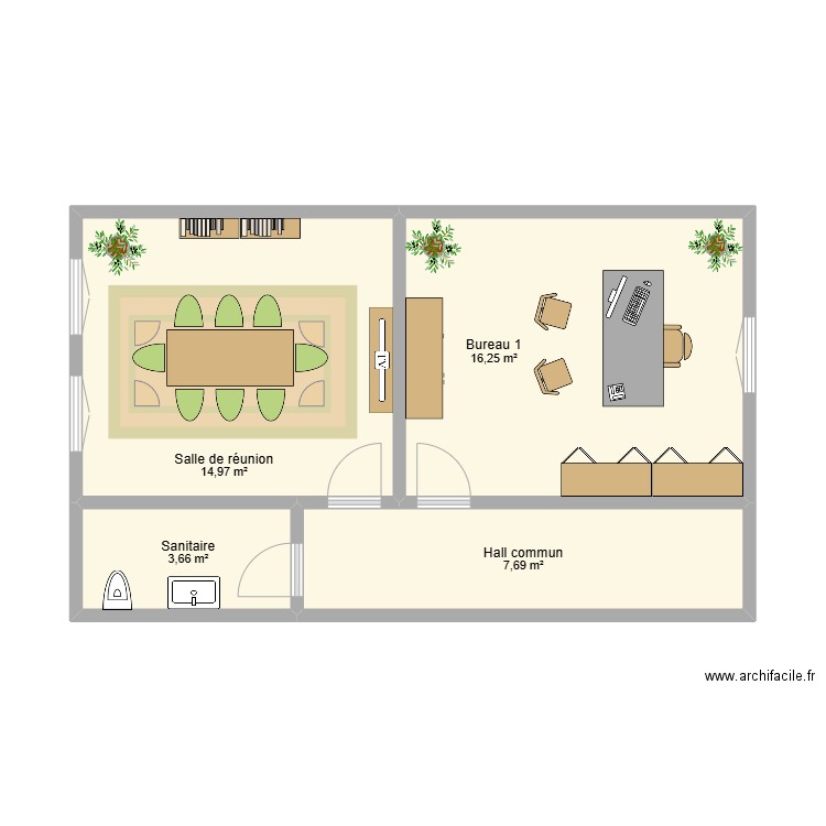 Plan jonfosse 2ème étage. Plan de 4 pièces et 43 m2