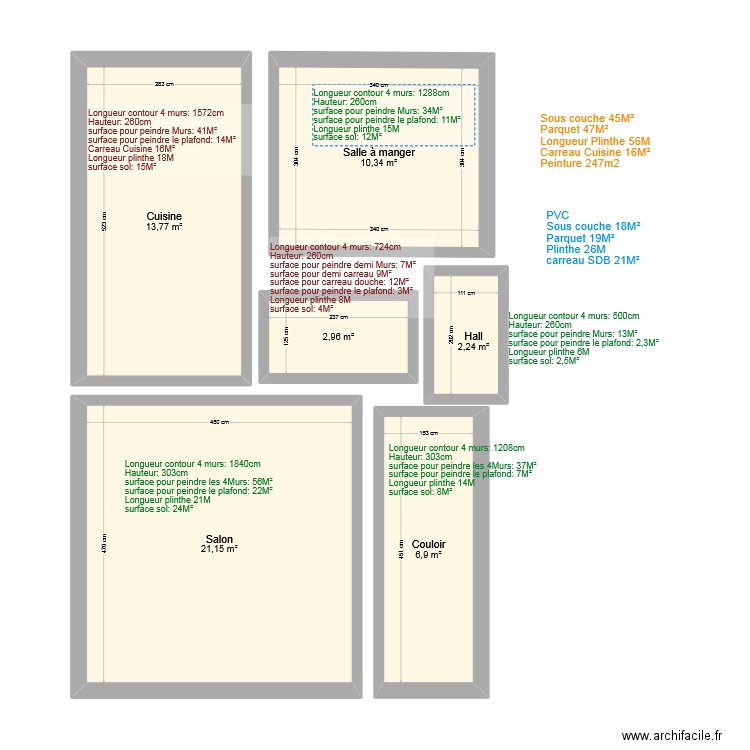 Césarine Rez. Plan de 6 pièces et 57 m2