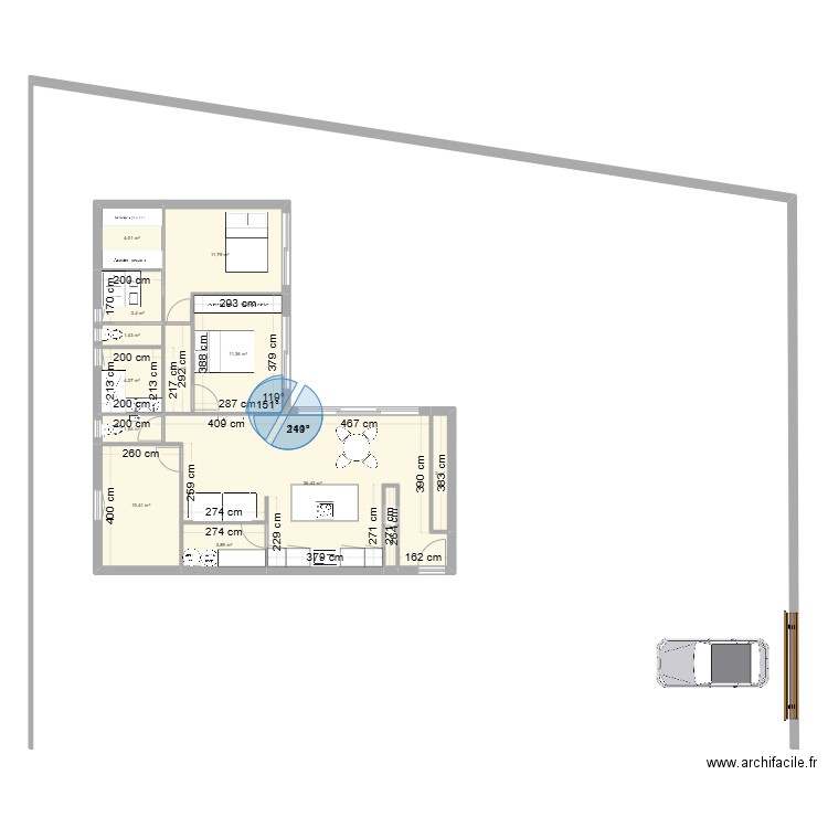 maison Merville1. Plan de 13 pièces et 95 m2