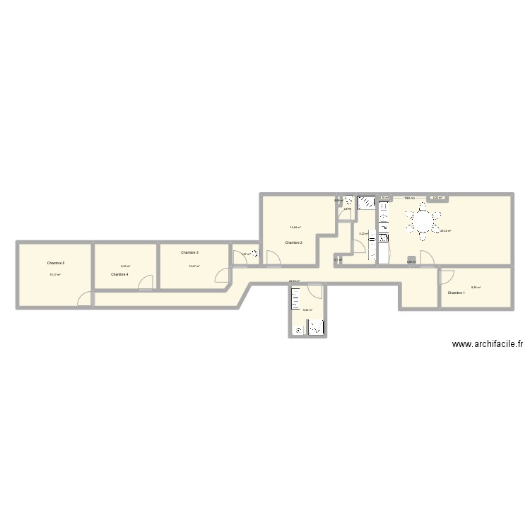 Brasserie 70 1er (2). Plan de 16 pièces et 127 m2