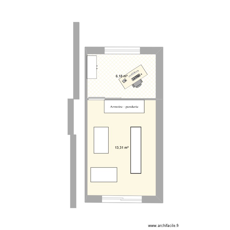 exten2. Plan de 1 pièce et 17 m2