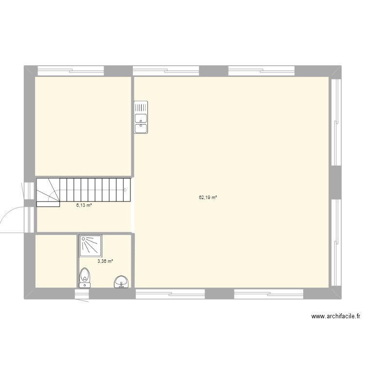 A CONSTRUIIRE. Plan de 3 pièces et 85 m2