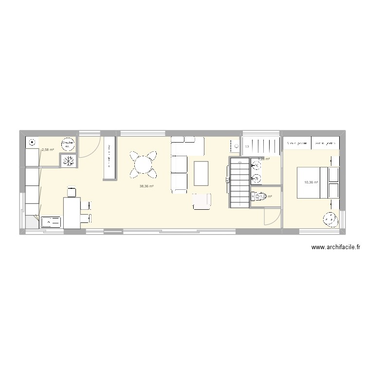 fqfqf. Plan de 5 pièces et 56 m2