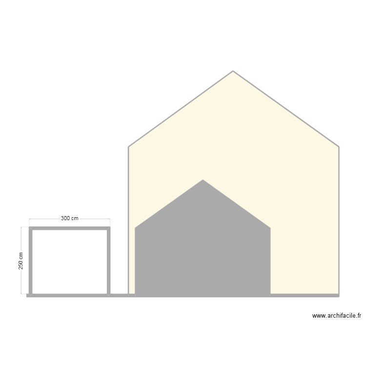 COUPE. Plan de 3 pièces et 60 m2