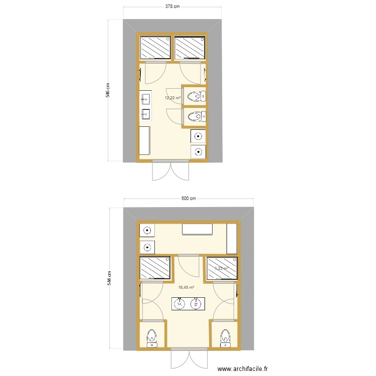 Petite ruine. Plan de 3 pièces et 30 m2