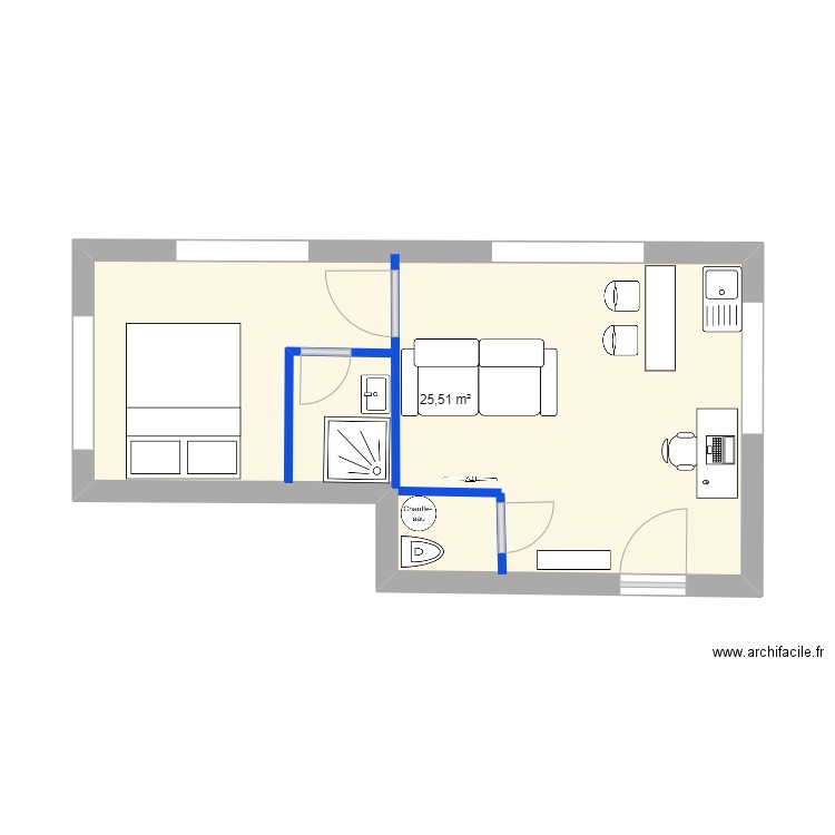 Plan lot 1 BIS1. Plan de 1 pièce et 26 m2