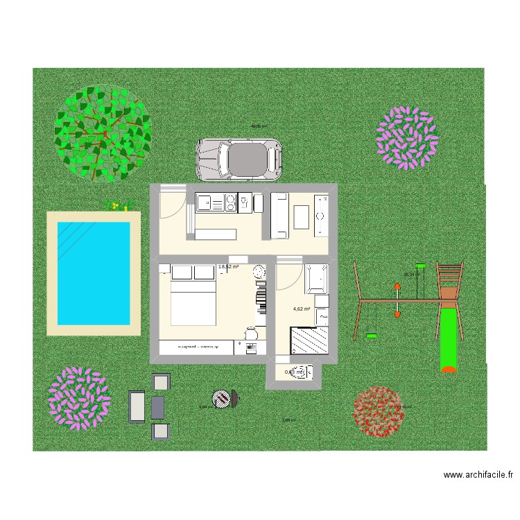 plans appart. Plan de 3 pièces et 24 m2